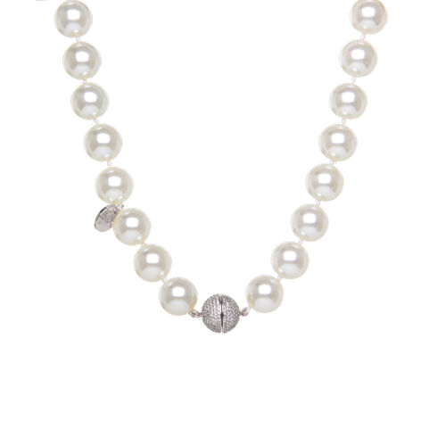 Girocollo di perle bianche e sfera di zirconi Pearl