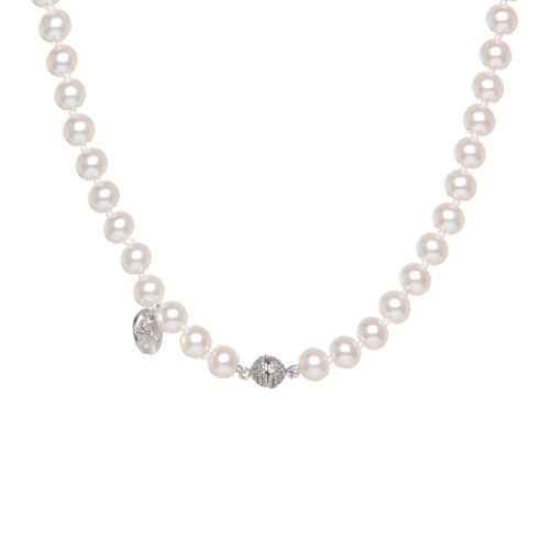 Girocollo di perle bianche e charm con zirconi Pearl