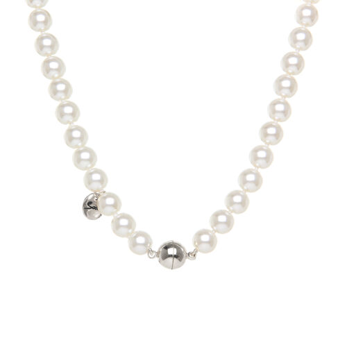 Collana di perle e sfera metallica Pearl